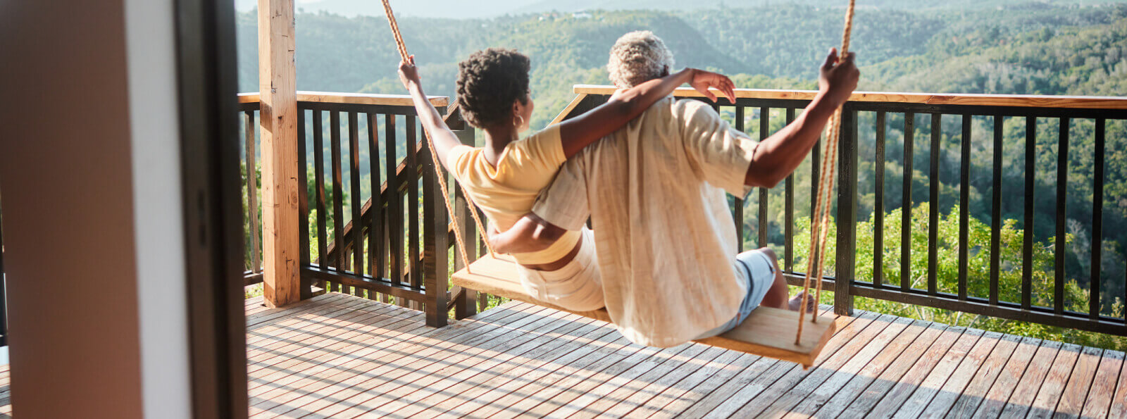 mature couple on porch swing